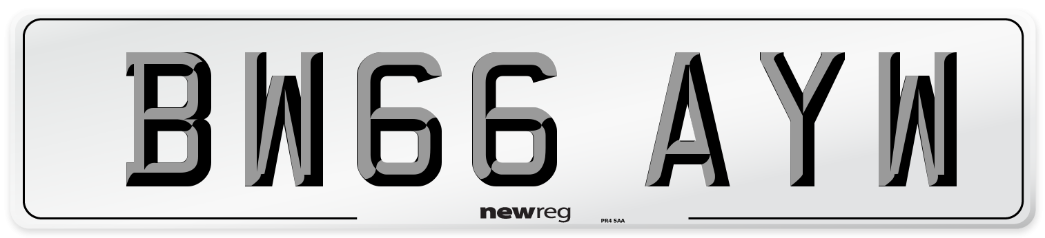 BW66 AYW Number Plate from New Reg